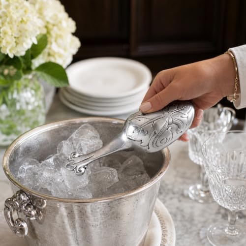 Arthur Court Fleur-De-Lis Ice Scoop Polished Aluminum 8 Inch Long for Ice, Candy, and Dry Goods Fleur De Lis