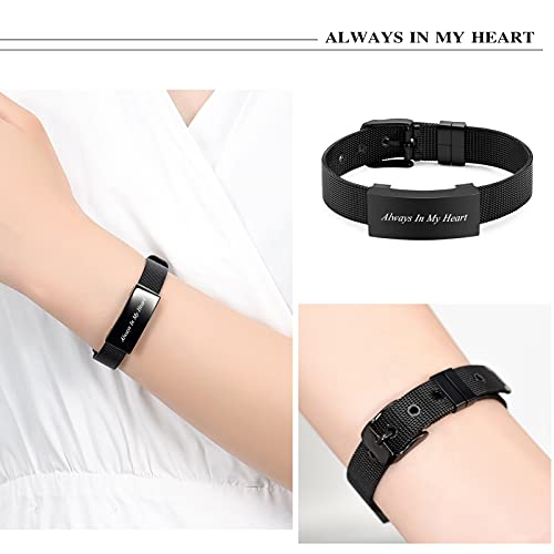 zeqingjw Adjustable Cremation Jewelry Urn Bracelet for Ashes Personalized Message Urn Bangle for Women Men Memorial Keepsake-Forever in My Heart Black