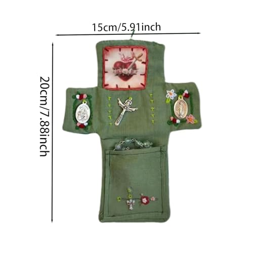 2Pcs Handmade Catholic Pocket Shrine with Silver Cross Inside - Portable Devotional Altar Shrine with Intricate Embroidery Design, Pocket Cross for Prayer, Ideal Religious Gift and Spiritual Keepsake