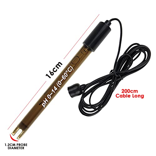 0-14 pH Electrode 200 cm Long pH Probe with BNC Connection Cable Reliable for Continuous Monitoring