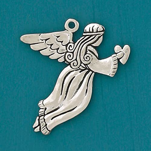 Basic Spirit Angel with Heart Global Giving 2-1/2-Inch Pewter Ornament