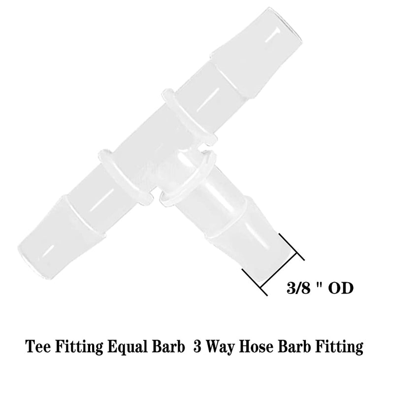 3/8" Tee Fitting Equal Barb 3 Way Hose Barb Fitting?Splicer Joint Mender Adapter Union Fitting for Fuel Gas Liquid Air (Pack of 5) 3/8 Inch