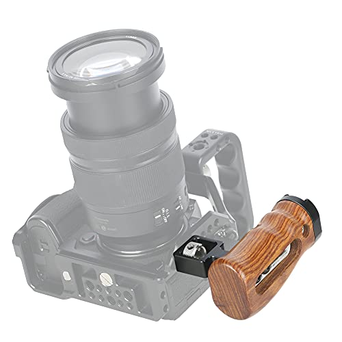 NICEYRIG Wooden Side Handle for ARRI Locating Pin Adjustable Universal Left & Right Grip for DSLR Camera Cage Rig - 462