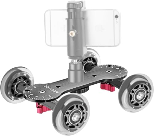 Neewer Scaled Camera Table Dolly Slider with 22 pounds/10 kilograms Load Capacity Skater Design Aluminum Rods Rotatable Rubber Wheels 1/4-inch 3/8-inch Screw Threads for DSLRs Video Camcorders (Black)