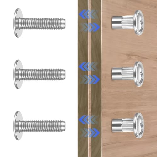 Bnnrjia M4 cabinet screws and furniture connector bolts with binding barrels and sleeves, 100-piece set