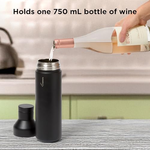 Rabbit Insulated Wine Bottle and Cocktail Shaker – 750mL Stainless Steel, Double-Walled Vacuum-Sealed, Leak-Proof, Portable Beverage Container with Strainer, Holds Full Wine Bottle or Batch Cocktails