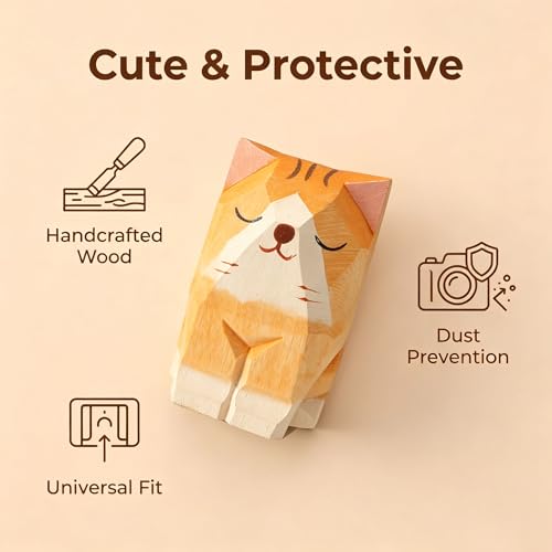 Wooden Orange Cat Hot Shoe Cover for Fuji X100VI XT5 XT4 XT3 XT30III hot shoe cover - Orange cat