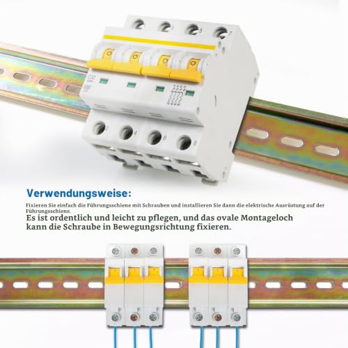 VooGenzek 4 pieces DIN rail, DIN DIN rail support rail, with 16 pieces screws, for rail series and contactor, 35 x 300 mm, alloy steel Alloy Steel 300mm - 4 Pieces