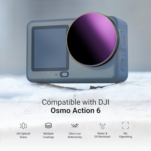 NEEWER CPL ND Filter Set Compatible with DJI Osmo Action 6 Only, Snap On 4 Pack ND8/16/32 Adjustable Circular Polarizing Lens Filters Multicoated Action Camera Photography Accessories with Lens Cap 4 Pack ND/CPL w/Lens Cap