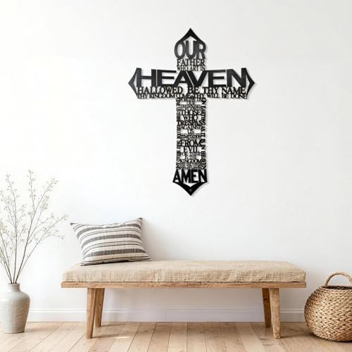 Sinseike Large Metal Cross Wall Decor (Black) Black
