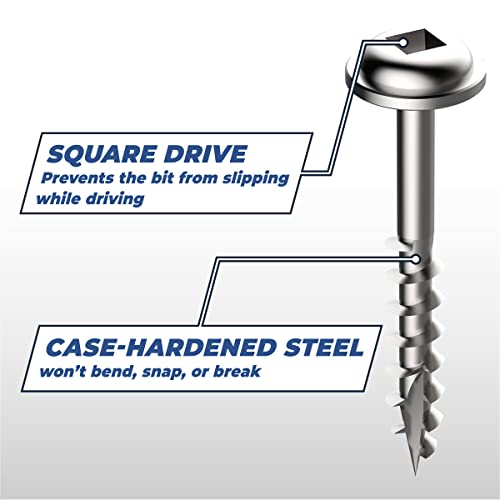 Kreg zinc pocket-hole wood screws, SML-C250-125, 2-1/2 inch, 125 count package