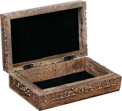 Wooden Jewelery Box Decorative Box with Life of Tree Carving - Antique Design for Sister Birthday Gifts, Jewelry Organizer Gifts For Women Birthday Unique, wooden Handmade love Gift (10 x 6 Inch) Antique - 10 x 6 Inch
