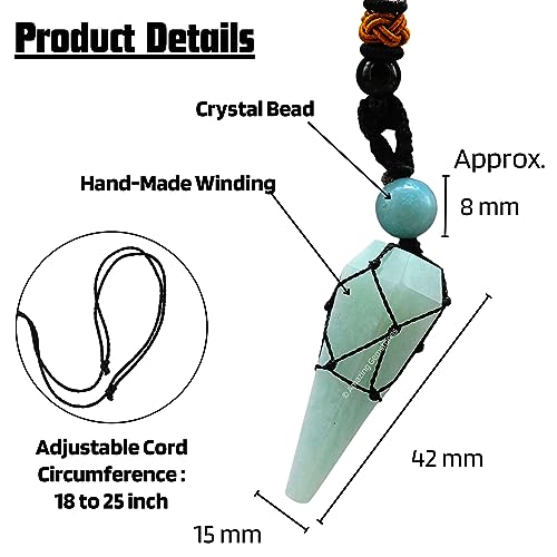 Amazing Gemstone Amazonite Crystal Jewelry for Men : Elegant and Stylish Men Jewelry, Unique Women Men Necklace with Amazonite Crystal Stone Holder Necklace Pendulum (Black Macrame)