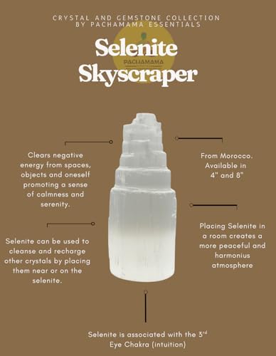 Pachamama Essentials Selenite Tower 4" Tall Skyscraper Healing Crystal Stone Reiki Meditation Energy Protection (Small, 2, Count)