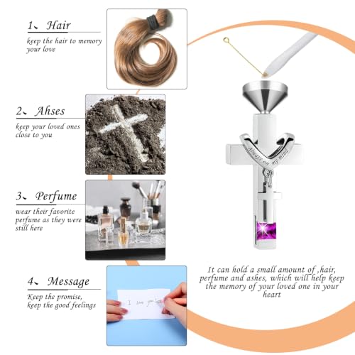 Fumete 6 Pcs Ashes Necklace Urn Jewelry for Human Ashes Memorial - Men & Women Pendant Purple