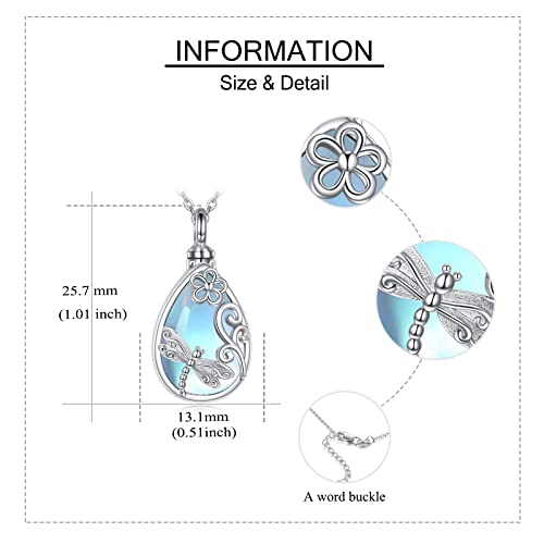 ONEFINITY Dragonfly Urn Necklace For Ashes 925 Sterling Silver Dragonfly Cremation Jewellery For Ashes Memory Gifts For Women Men
