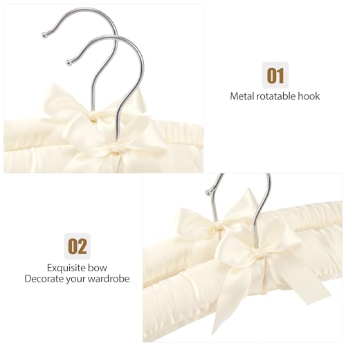 VWV Padded Hangers for Women Clothing, 15 Inch Satin Hangers, Thick Foam Padding, No Shoulder Pads, for Sweaters, Suits, Wedding Dresses, Fine Cashmere (Pack of 10) Yellow