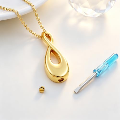 SIYUU Infinity Love Cremation Jewelry for Women Men Urn Pendants for Ashes Holder Memorial Keepsake Urn Necklace Cremation Ashes Jewelry for Pet/Human Gold
