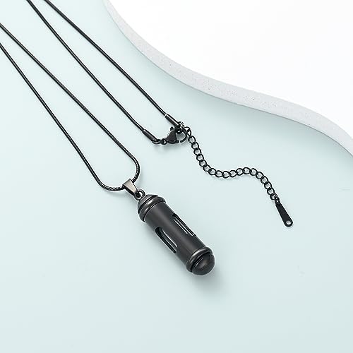 Imrsanl Glass Hourglass Urn Necklace Cremation Jewelry for Ashes 1-Black