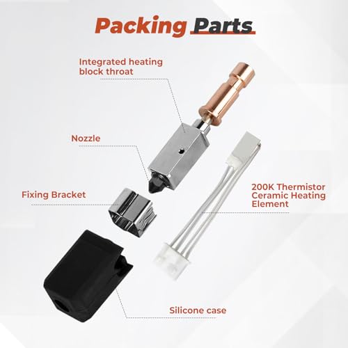 3Pcs Ceramic Hotend, 0.2MM 0.4MM 0.6MM Ceramic Hotend for Kobra S1 Combo, Stainless Steel Print Head Extruder Kit, Hot End Hardened Nozzle with 200 K Thermistor Replacement for Anycubic