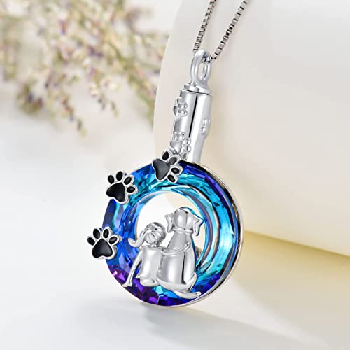 Dog/Cat and Girl Jewelry Sterling Silver 925 Women's Cat Dog Necklace/Urn Necklaces, Pet Cremation Jewelry Necklace Gifts for Women Girls Women Dog Urn