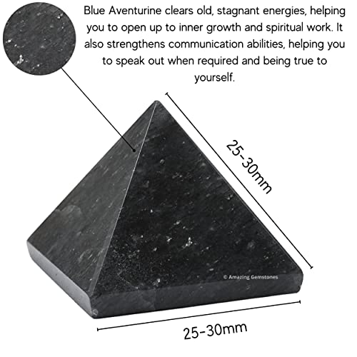 Amazing Gemstone Blue Aventurine Pyramid Crystal Healing Stones - 1" Great Pyramid Figurine of Natural Stone Pyramid for Meditation, Reiki, Chakra Balancing and Crystal Pyramids Grid