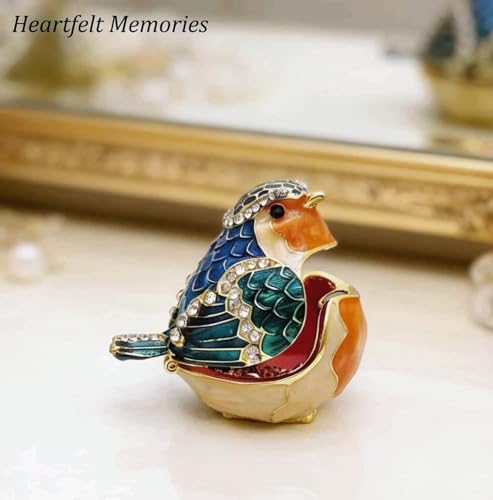 Jewelry box featuring a Robin bird design, hinged lid, ideal for storing jewelry or trinkets, perfect for bird lovers.