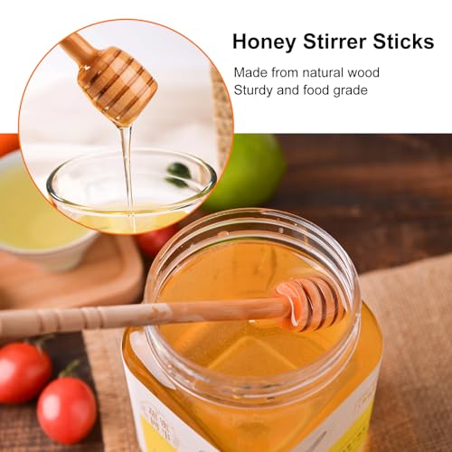 100 PCS Wooden Honey Sticks Dipper 6 Inch, Mini Honeycomb Honey Stirrer 6 Inch 100 Pcs
