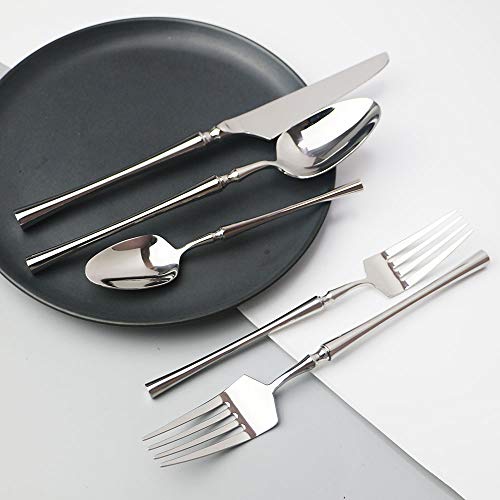 JASHII 20-piece 18/10 Stainless Steel Silver Flatware/Cutlery/Tableware Set Service for 4 Person, Include Knife/Fork/Spoon, Mirror Polished (Silver) service 4