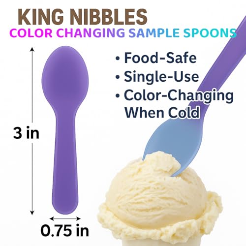 500 Color Changing Sample Spoons for Tasting Mini Plastic Disposable Small Spoon for Ice Cream, Jello, Yogurt, Froyo and More (500) 500