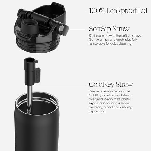 BrüMate Rise 35oz Water Bottle With 100% Leakproof Covered Silicone Straw | Insulated Stainless Steel Water Bottle With Removable Straw | Fast Flow | Soft Sip Silicone Spout | BPA-Free (Dark Aura) Dark Aura 35 Ounces