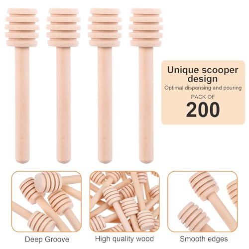 200Pcs Honey Dipper Sticks, 3 Inch Portable Mini Honey Stirrer Stick Honeycomb Dipper for Tea Charcuterie Drizzle Jar Wedding Party Favors 200