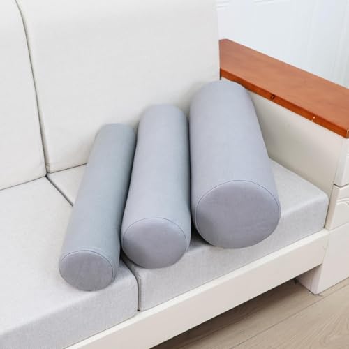 2 Pack Neck Roll Pillow, High-Density Foam Cylinder Bolster Pillow for Neck, Back & Lumbar Support, Ergonomic Round Pillow for Side Sleepers, Sleeping (5.9''x23.6'' Medium Grey) 23.6x5.9IN
