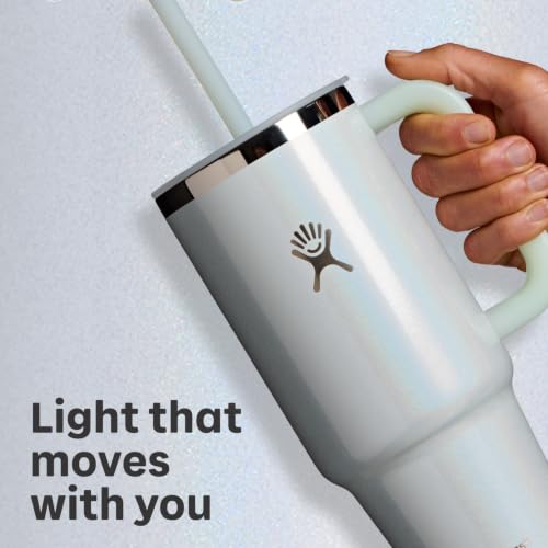 Hydro Flask Travel Tumbler with Handle, Lid and Straw - Insulated Stainless Steel in 40 Oz Glimmer Pink 40 Ounces