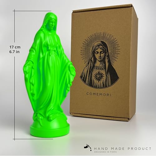 Pop Mary, Modern Virgin Mary Statue, Decorative Resin Figurine, Unique Collectible Gift (Neon Green) Neon Green