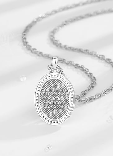 CELESTIA St Christopher St Benedict Medal Saint Michael Archangel Miraculous Medal Jesus Cross Crucifix Necklace Sterling Silver Jewellery for Women/Men Stainless Steel Chain 05 St Christopher