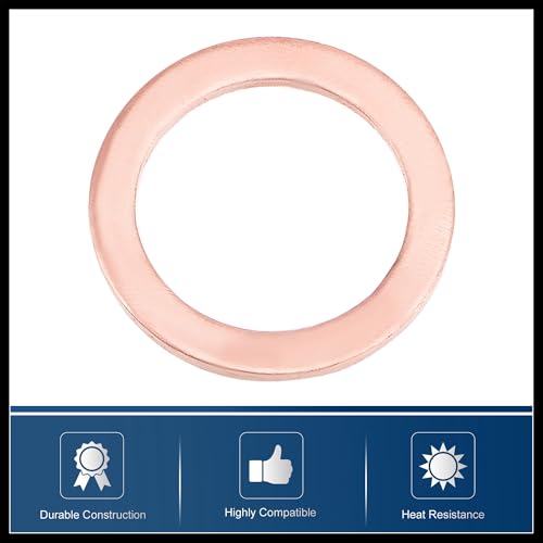 Hihaha M16 x 22mm x 1.5mm copper flat washer sealing rings for screws, bolts, and nuts