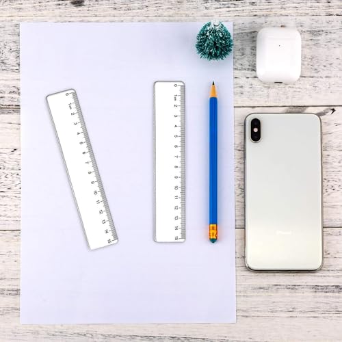Pack of 5 Rulers 15 cm Primary School, Plastic Ruler 15 cm, Ruler Set Primary School, Transparent Precision Ruler, Ruler with Metric Scale, Ruler 15 cm Flexible, for Office, Home, School