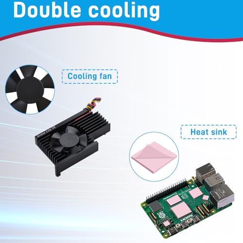 GeeekPi Active Cooler for Raspberry Pi 5, Armor Lite V5 Cooler with PWM Fan, Aluminum Heatsink for Raspberry Pi 5 2GB/4GB/8GB/16GB For Pi 5