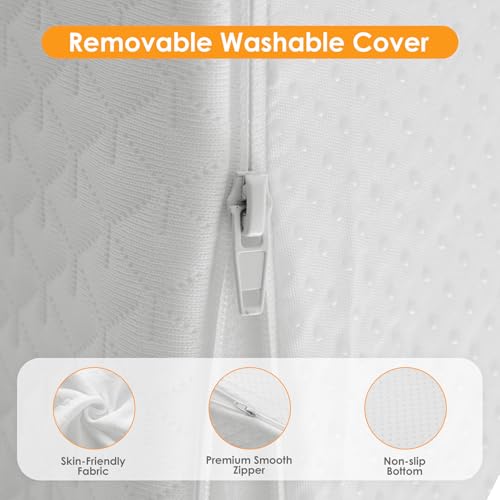 Ruqmuis Wedge Pillow Cover with Zipper, Bed Wedge Pillow Case with Side Pocket, Removable&Washable Wedge pillowcase Protector, Wedge Pillow Replacement for 24"x24"x10", White/Grey(Pillow Not Included) 10inch