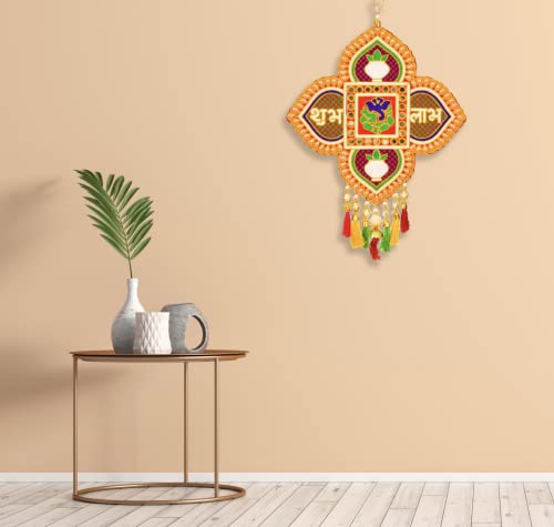 Ganesh Subh Labh Wall Hangings Indian Traditional Home Office Temple Festival Décor Decoration & Gifting Size- Height 17 inches Shubh Labh Ganesh