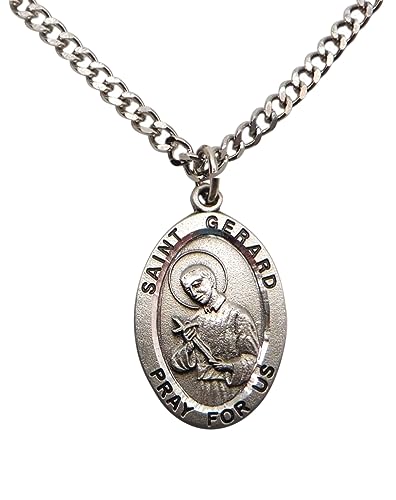 St Gerard Pewter Medal USA Made Stainless Steel Chain Patron Boxed Card