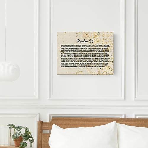 Inspirational Christian Canvas Wall Art 11.5x15 Inch Framed Psalm 91 Poster Multi6017