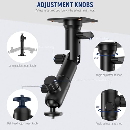 NEEWER 2.2 Inch Wall Ceiling Mount with Dual 360° Pan Base, 1/4" Ball Head, 10 Screws, Photography Studio Camera Wall Mount for Ring Video Light Strobe Flash Speedlite, Max Load 4.4lb/2kg, ST-WM3