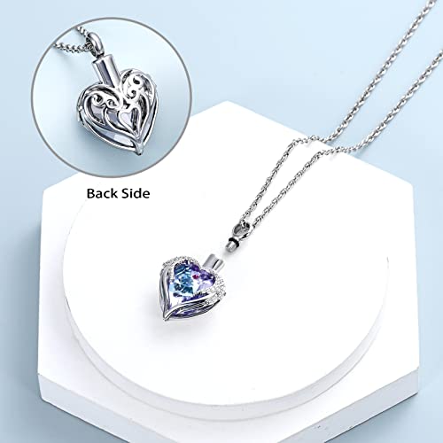 shajwo 2pcs Cremation Jewelry Angel Wing Heart Urn Necklace for Ashes Memorial Keepsake Pendant for Women Men