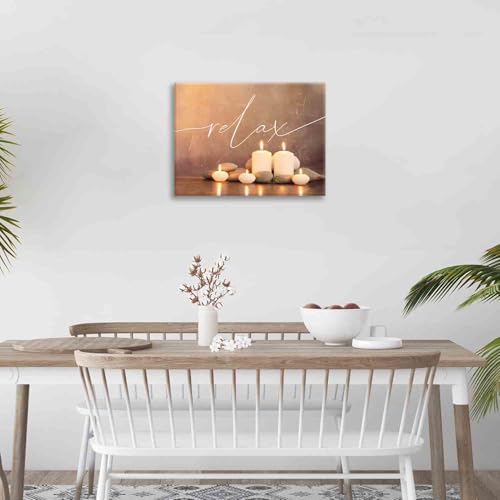 Zen Wall Art Zen Pictures Wall Decor Candles Relax Canvas Prints Meditation Spiritual Decorations Painting Framed Artwork Office Spa Yoga Home Decor For Bathroom Bedroom Dining Living Room 16''x12'' 16"L x 12"W