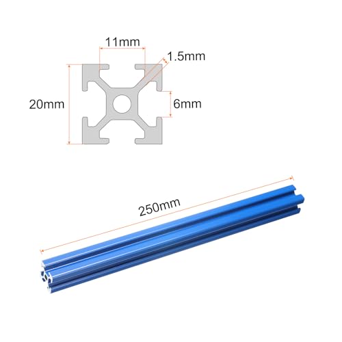 sourcing map 4 Pcs t Slot 2020 Aluminum Extrusion Profile 250mm 10 inch, European Standard Anodized Blue Linear Rail Extrusion Frame for 3D Printer, CNC Machine