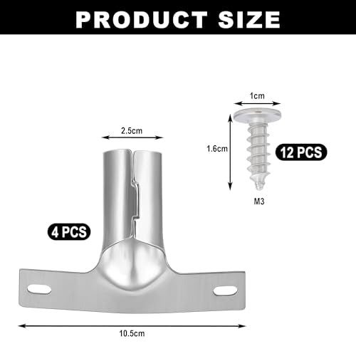 Broom Handle Holder, Set of 4, Handle Holder for Brooms, Broom Handle Holder up to Diameter 23.5 mm, with Screws for Home, Office and Patio