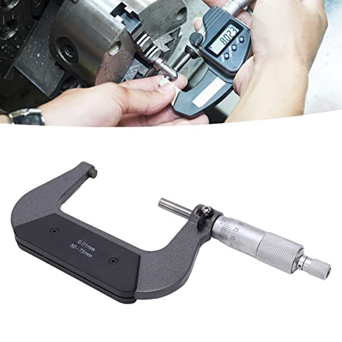 Outside Micrometer 50-75 mm Range Micrometer 0.01 mm Resolution Micrometer Screw Metric Outdoor Brake Caliper, External Micrometer Micrometer Stable Alloy Surface
