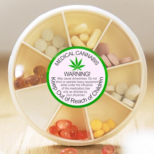 Hylabelest 38mm General Medical Cannabis Warning Labels Keep Out of Reach of Children Round Stickers
